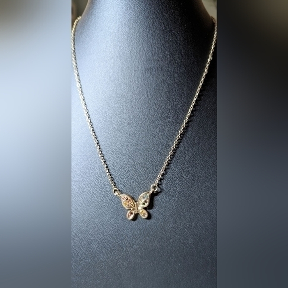 Sensitive Ears Brand Butterfly Pendant On Silvery Chain.Nwt.